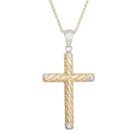 14k Gold Two Tone Textured Cross Pendant Necklace, Women's, Size: 18, Multicolor