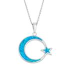 Lab-created Blue Opal Sterling Silver Moon & Star Pendant Necklace, Women's, Size: 18