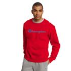 Men's Champion Logo Crew Fleece, Size: Medium, Red