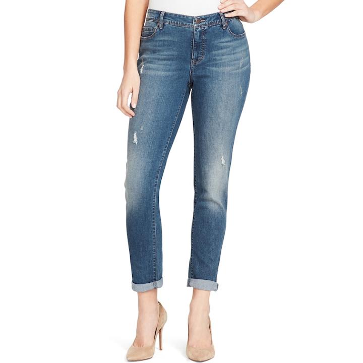 Women's Bandolino Karyn Midrise Slim Boyfriend Jeans, Size: 16, Med Blue