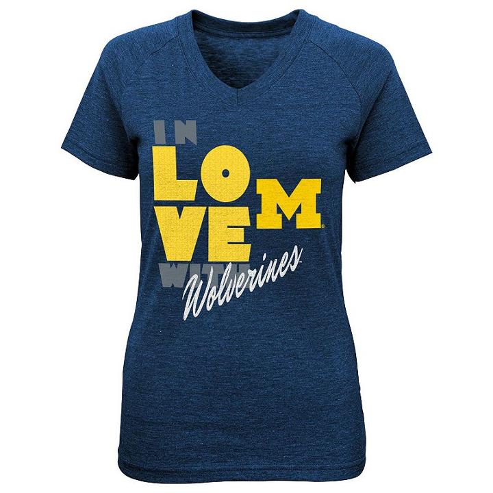 Girls 7-16 Michigan Wolverines In Love Tee, Girl's, Size: L(14), Blue