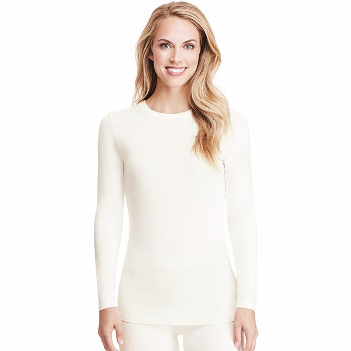 Plus Size Cuddl Duds Softwear Crewneck Top, Women's, Size: 1xl, Lt Beige