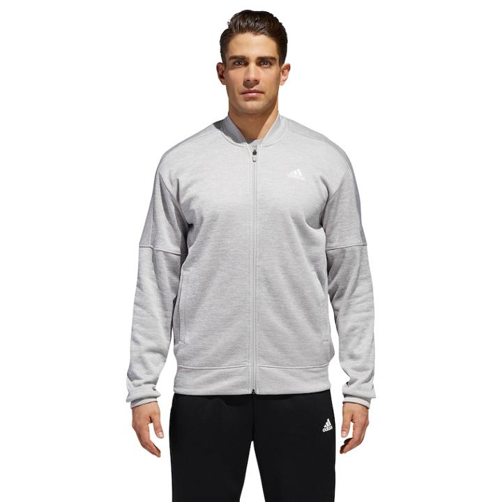 Men's Adidas Fleece Bomber Jacket, Size: Large, Grey