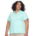 Plus Size Croft & Barrow&reg; Johnny Collar Polo, Women's, Size: 1xl, Light Blue