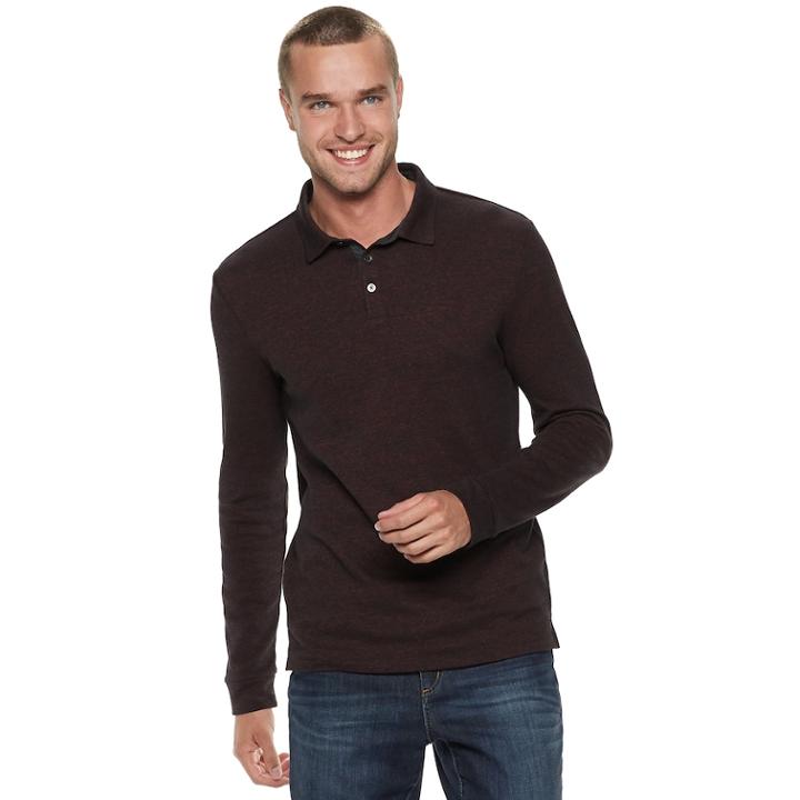 Men's Marc Anthony Slim-fit Sweater Slubbed Polo, Size: Small, Drk Purple