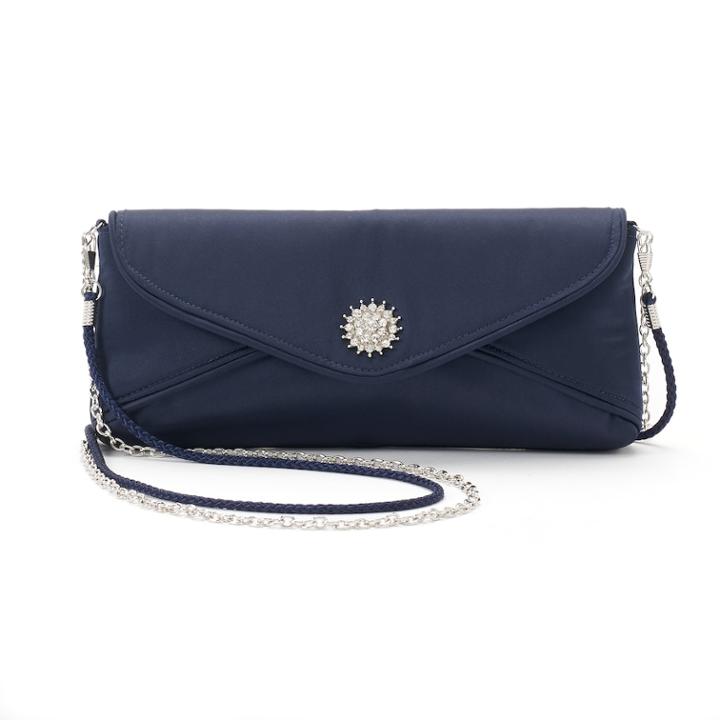 Lenore By La Regale Rhinestone Medallion Envelope Clutch, Women's, Blue (navy)