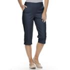 Petite Croft & Barrow&reg; Buttoned Pull-on Capris, Women's, Size: 12 Petite, Dark Blue