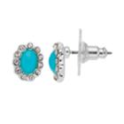 Chaps Aqua Halo Nickel Free Oval Drop Earrings, Women's, Med Blue