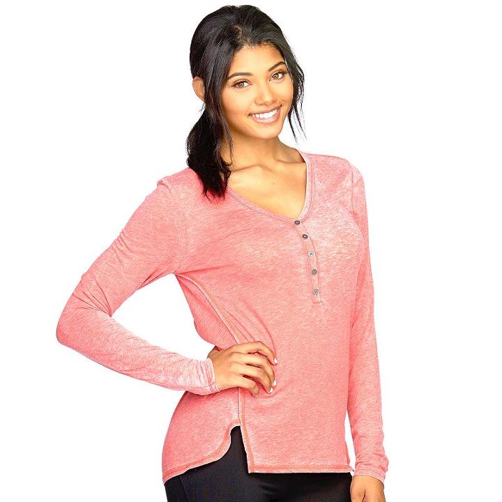 Women's Colosseum Bella Glade Henley Yoga Top, Size: Small, Dark Red