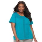 Plus Size Croft & Barrow&reg; Eyelet Tee, Women's, Size: 1xl, Dark Blue