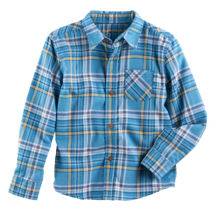 Boys 4-7x Sonoma Goods For Life&trade; Plaid Button Down Shirt, Size: 5, Brt Blue
