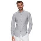Men's Marc Anthony Slim-fit Linen-blend Band-collar Button-down Shirt, Size: Xl, Med Grey