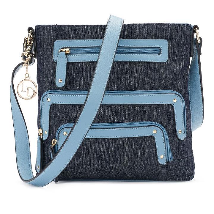 La Diva Cassandra Triple-entry Denim Crossbody Bag, Women's, Blue