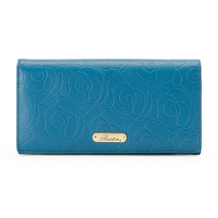 Buxton Rose Garden Leather Expandable Clutch, Women's, Dark Blue