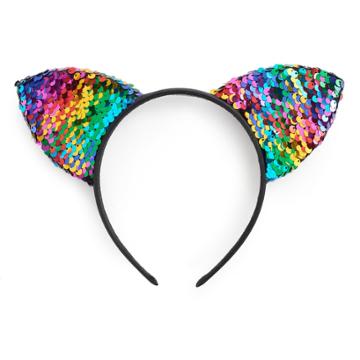 Girls 4-16 Elli By Capelli Flippable Sequin Cat Ear Headband, Black