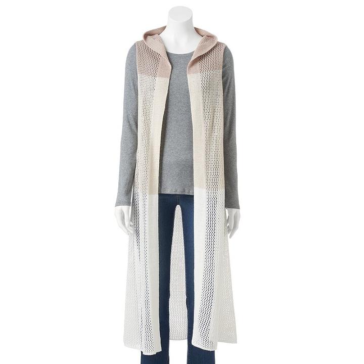 Sonoma Goods For Life&trade; Open-weave Knit Duster Vest, Women's, White Oth