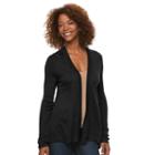 Women's Croft & Barrow&reg; Open-front Ribbed Cardigan, Size: Xs, Black