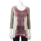 Women's World Unity Embellished Crochet Top, Size: Xs, Brown Oth