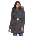 Women's Apt. 9&reg; Hooded Faux-fur Trim Puffer Jacket, Size: Medium, Dark Grey