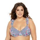 Juniors' Plus Size Costa Del Sol Mixed Print Bikini Top, Size: 1xl, Dark Blue