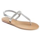 Candie's&reg; Women's Rhinestone T-strap Sandals, Size: Large, Silver