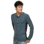 Men's Rock & Republic Pieced Henley Top, Size: Large, Turquoise/blue (turq/aqua)