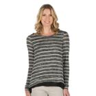 Women's Larry Levine Striped Mock-layer Vented Top, Size: Small, Ovrfl Oth