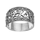 Sterling Silver Marcasite Filigree Ring, Women's, Size: 9, Grey