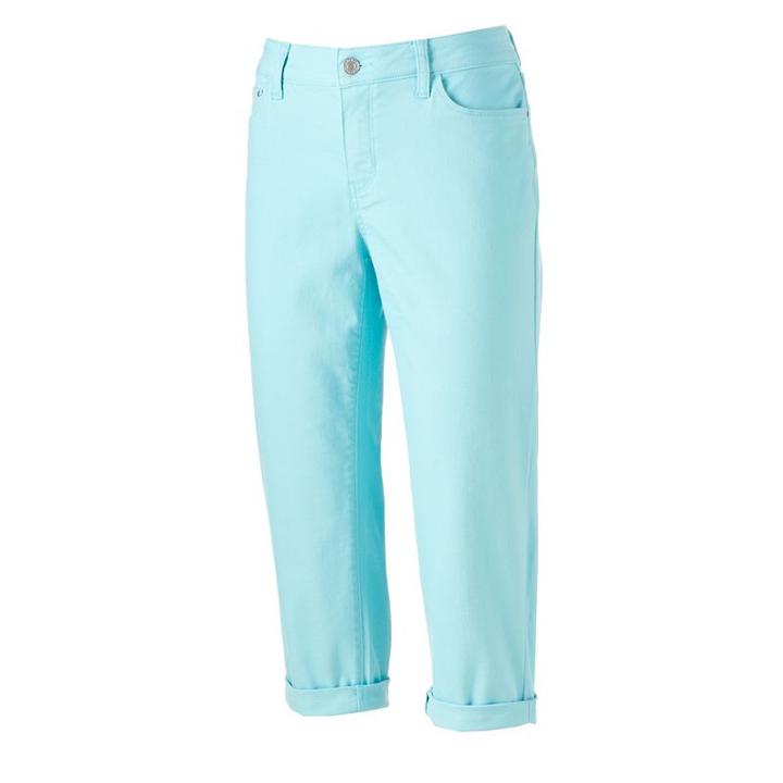 Women's Croft & Barrow&reg; Cuffed Capri Jeans, Size: 12, Turquoise/blue (turq/aqua)