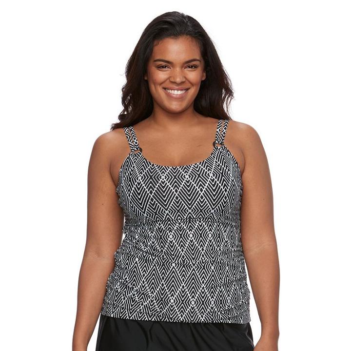 Plus Size Croft & Barrow&reg; Tummy Slimmer D-cup Tankini Top, Women's, Size: 22 W, Oxford