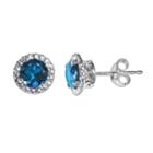 London Blue Topaz 10k White Gold Halo Stud Earrings, Women's