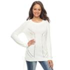 Juniors' So&reg; Lace-up Tunic Sweater, Teens, Size: Small, White
