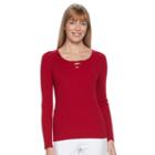 Women's Croft & Barrow&reg; Ribbed Crisscross Sweater, Size: Large, Dark Red