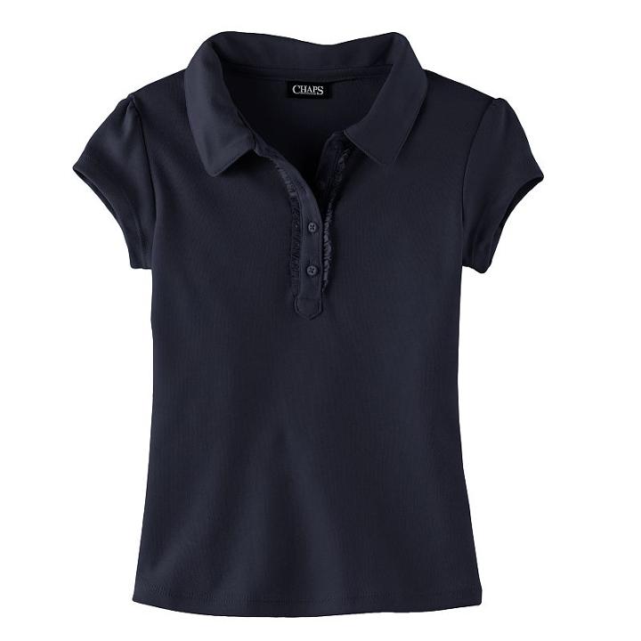 Girls 4-6x Chaps Ruffled Polo Shirt, Size: 4, Blue (navy)