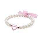 Junior Jewels 14k Gold Freshwater Cultured Pearl And Heart Bead Stretch Bracelet - Kids, Girl's, Size: 5, Pink