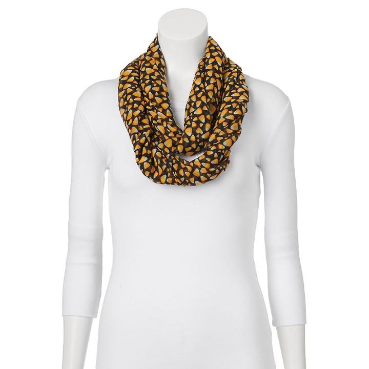 Halloween Candy Corn Infinity Scarf, Women's, Black