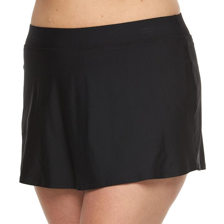 Plus Size Beach Scene Solid Skirtini Bottoms, Women's, Size: 20 W, Black