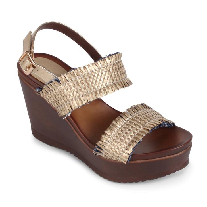 Wanted Brussels Women's Wedge Sandals, Size: 10, Gold