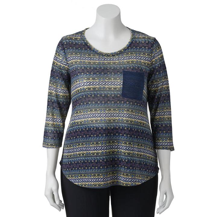 Juniors' Plus Size Wallflower Print Pocket Tee, Girl's, Size: 2xl, Med Yellow
