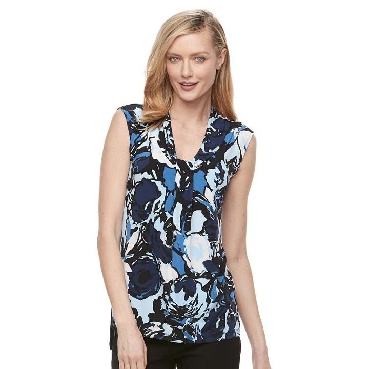 Women's Dana Buchman Print Knot-front Top, Size: Xl, Med Blue