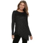 Women's Apt. 9&reg; Asymmetrical Sequin Crewneck Sweater, Size: Medium, Black