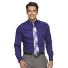Van Heusen, Men's Fitted Athletic Solid Lux Sateen No Iron Spread Collar Dress Shirt, Size: 18 36/37, Purple Oth
