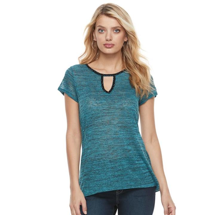 Women's Juicy Couture Cutout Embellished Tee, Size: Large, Blue (navy)