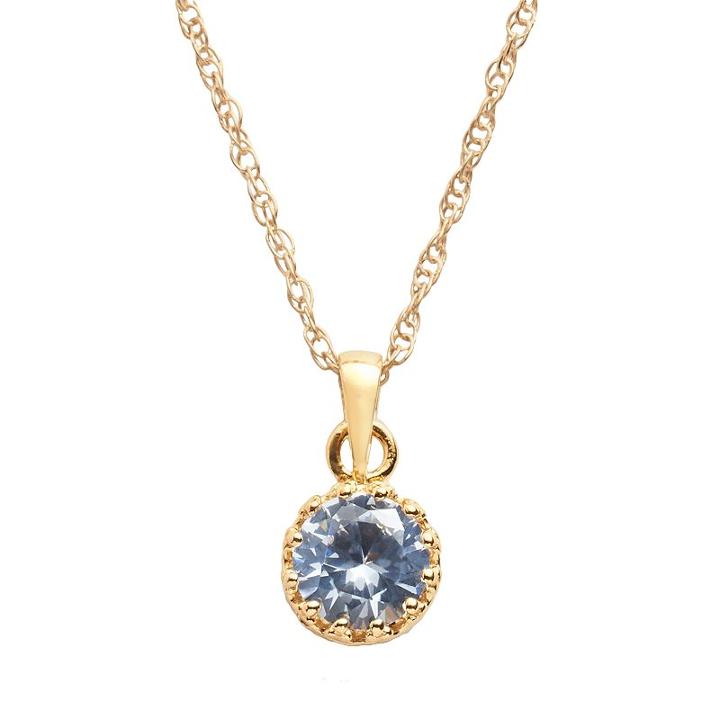 Tiara 14k Gold Over Silver Lab-created Aquamarine Crown Pendant, Women's, Size: 18, Blue