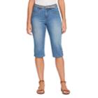 Women's Gloria Vanderbilt Sasha Belted Denim Skimmer Capris, Size: 12, Med Blue