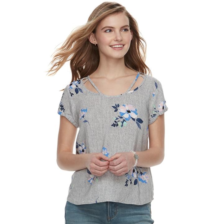 Juniors' So&reg; Cold-clavicle Tee, Teens, Size: Xl, Med Grey