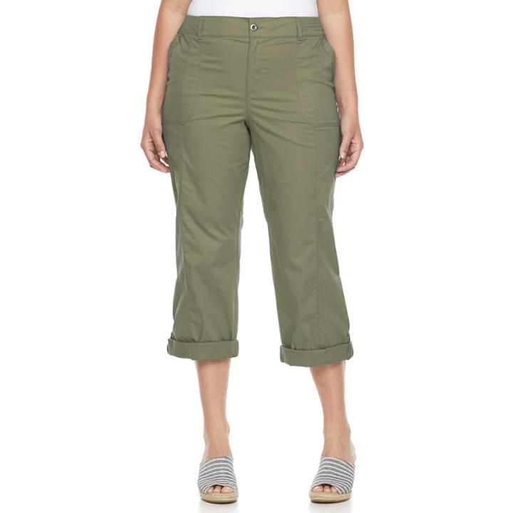 Plus Size Croft & Barrow&reg; Cuffed Twill Pants, Women's, Size: 16 W, Green