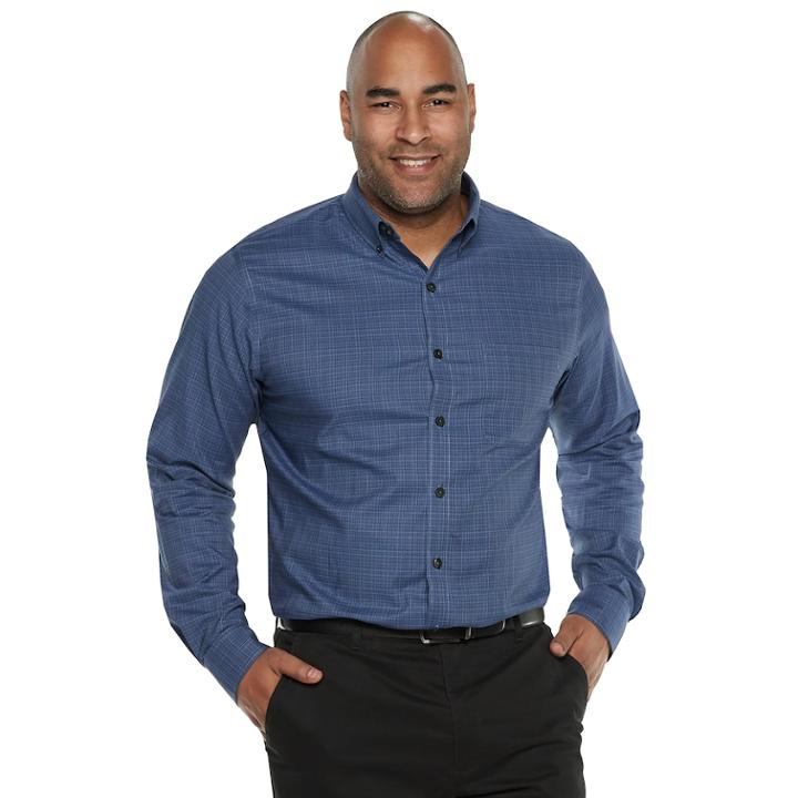Big & Tall Van Heusen Flex Non-iron Classic-fit Button-down Shirt, Men's, Size: 3xb, Blue