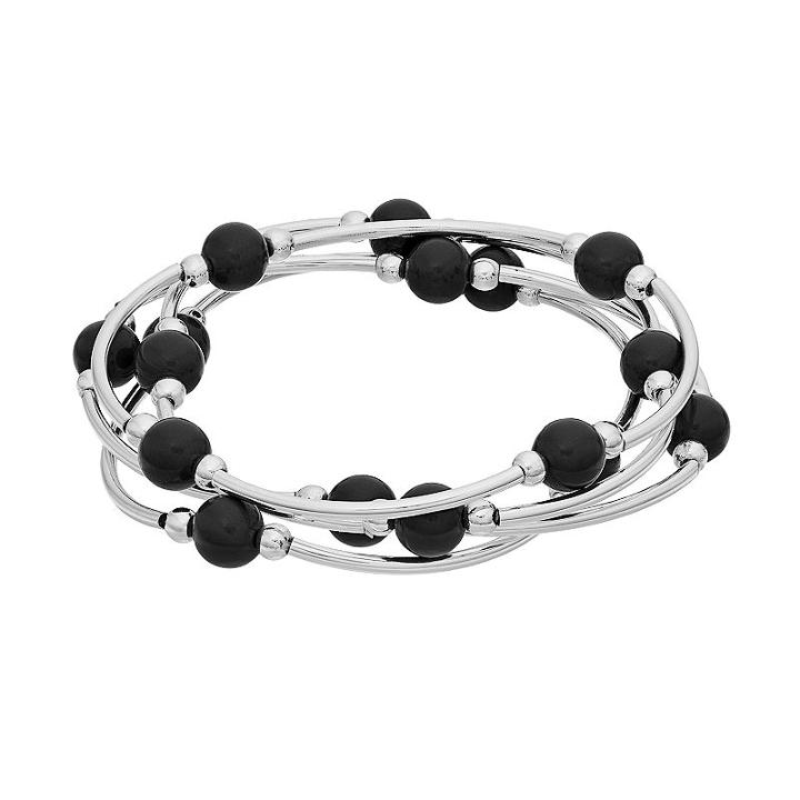 Beaded Curved Bar Stretch Bracelet Set, Women's, Oxford