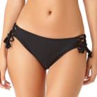 Juniors' California Sunshine Lace-up Hipster Bikini Bottoms, Women's, Size: Medium, Black